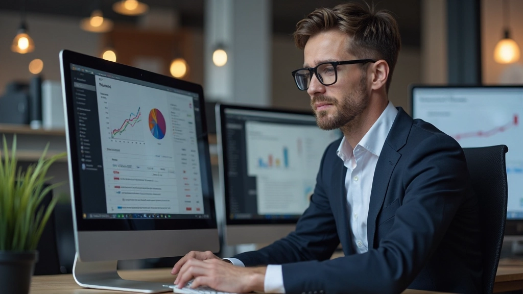 Designer arbeitet mit A/B-Testing und Analytics Tools am Computer