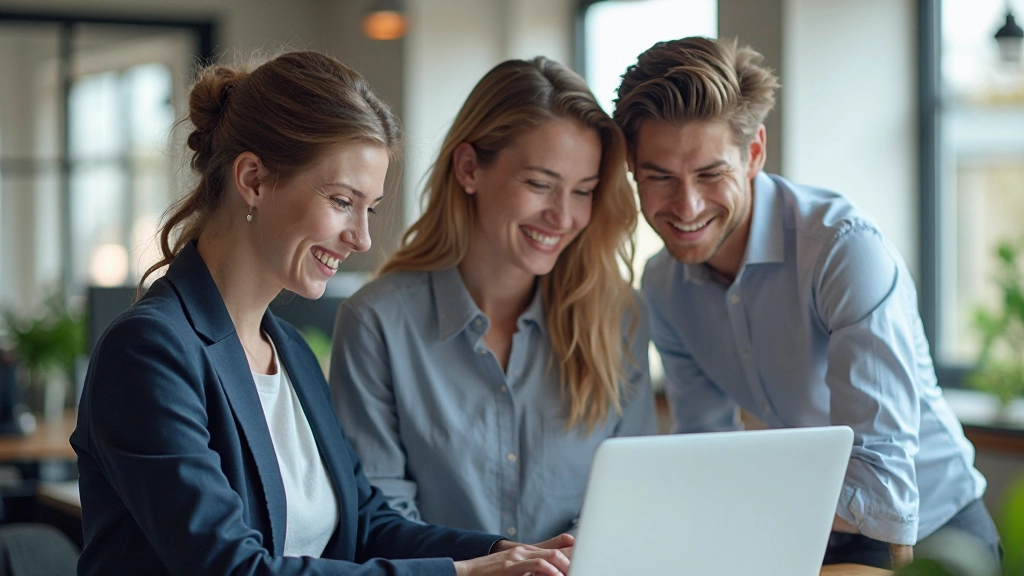 Team feiert erfolgreiche A/B-Test Ergebnisse und positive Conversion Raten Verbesserung